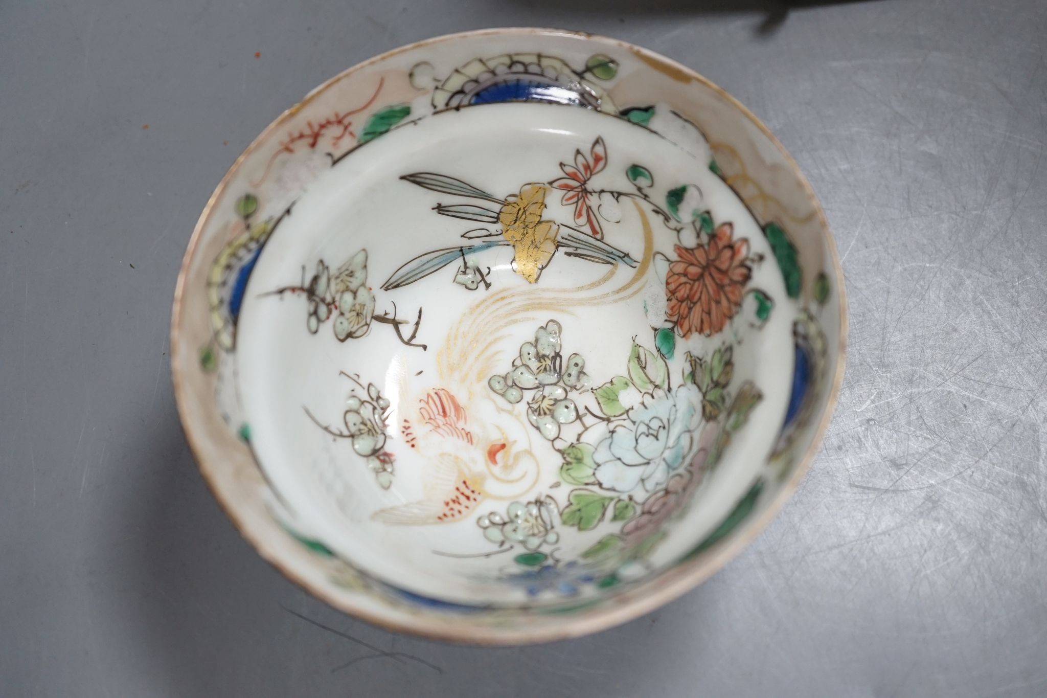 A group of Japanese porcelain tea wares and a rice bowl and cover